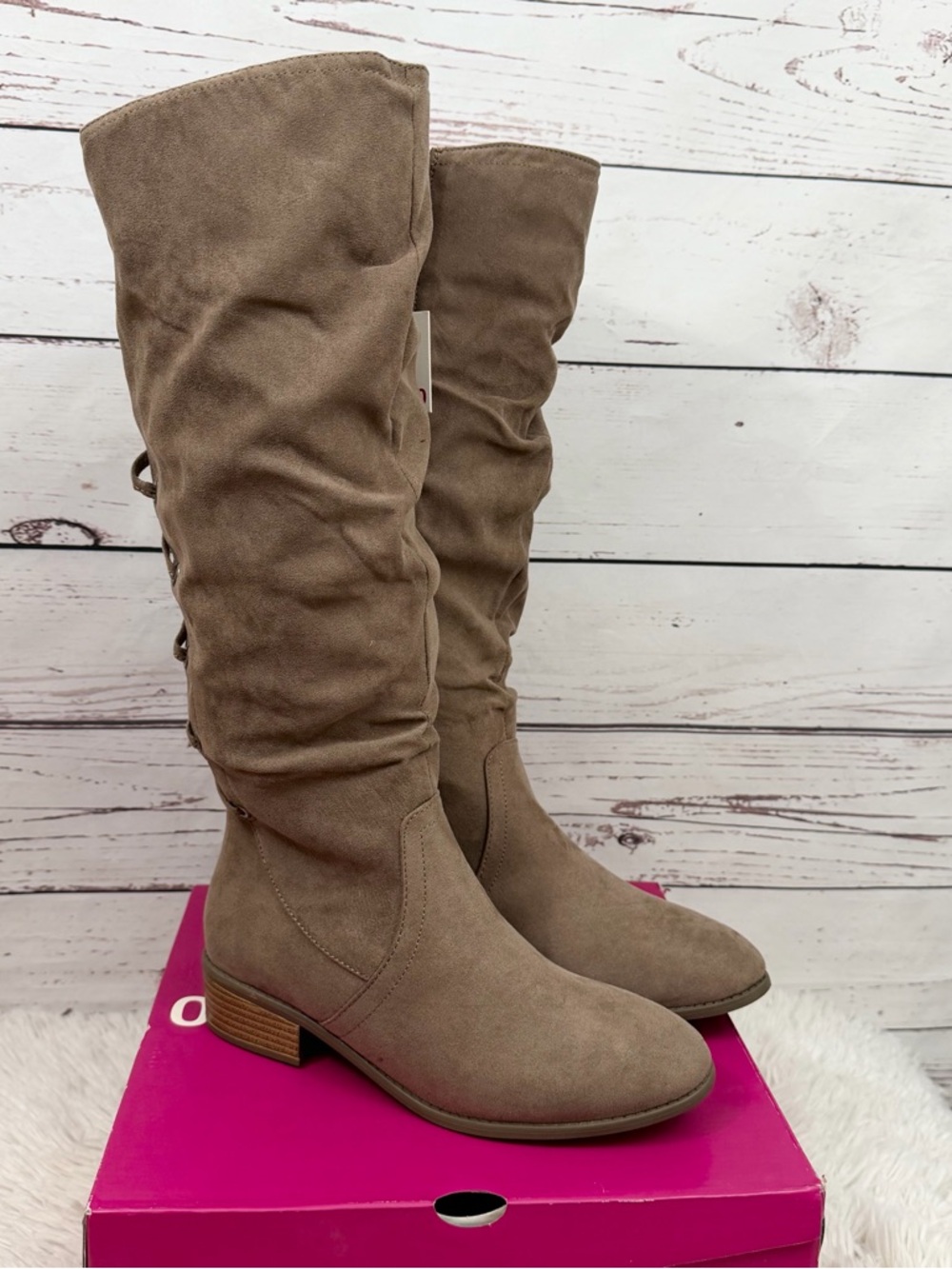 Kohl's SO Othonna Taupe Slouchy Knee High Boots Size 8.5 Wide Calf NIB